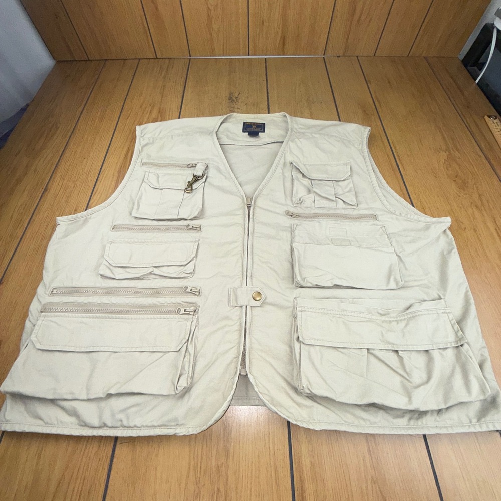 Woolrich Mens Khaki Cotton Multi-Pocket Utility Fishing Vest 475WS 2XL